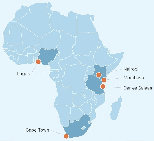 Africa data center coverage map