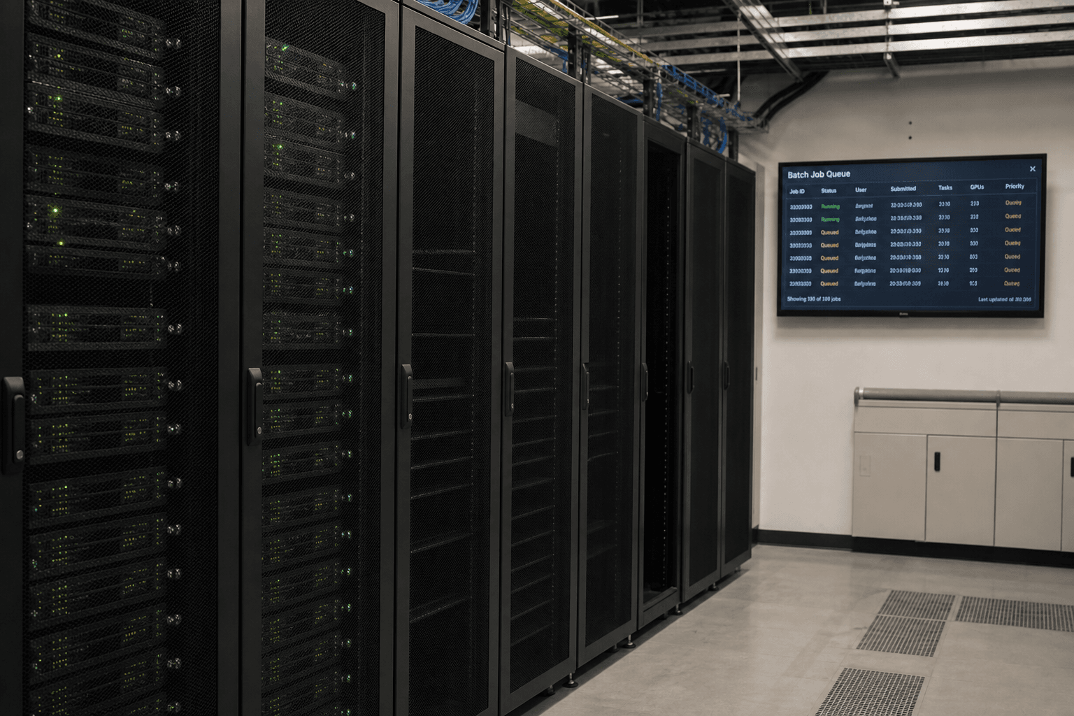 Available spot GPU capacity on idle server bays in a data center